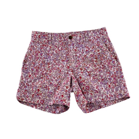 Gap Womens Floral Print Chino Shorts Size 6 Pink Purple 4" inseam - Picture 1 of 6